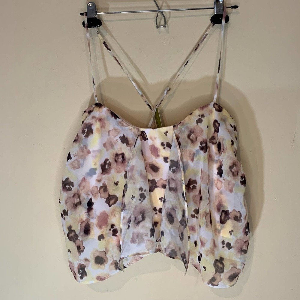 Gianni Bini NEW Vic Cropped Top Wild Flower Sheer Blouse Medium - Picture 16 of 16